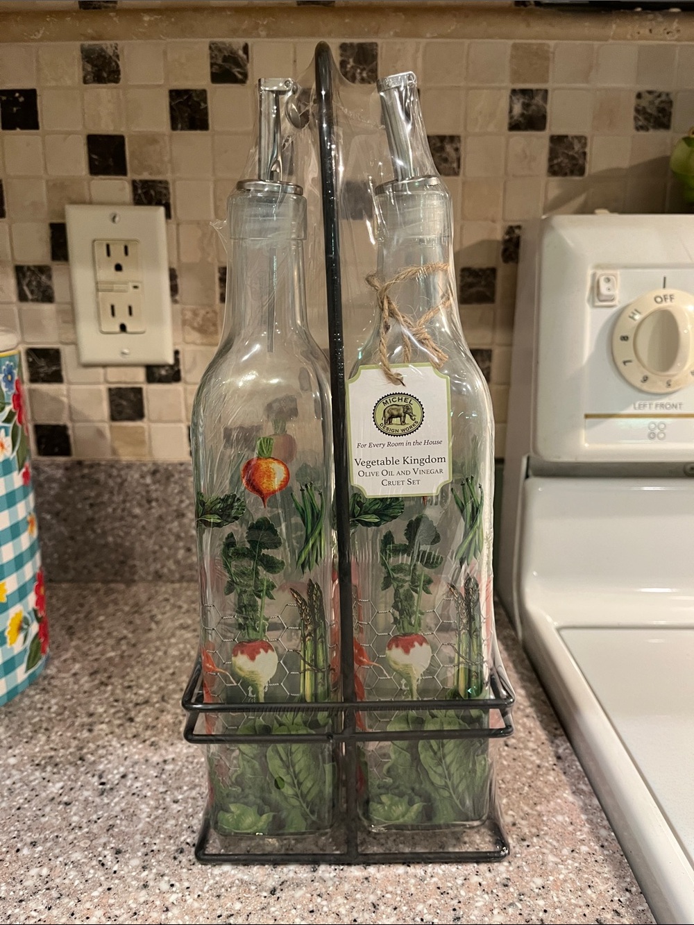 Michel Design Works Vegetable Kingdom Olive Oil & Vinegar Cruet Set NWT